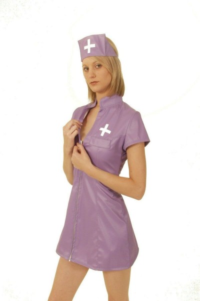 Phaze Naughty Nurse Purple PVC Outfit Fancy D