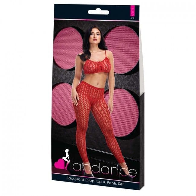 Skip to the beginning of the images gallery Lapdance Jacquard Crop Top and Pants Set Red